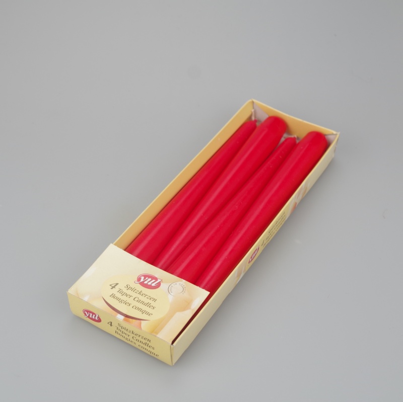 Pack of 4 Red taper dinner candles Justcandles.co.uk